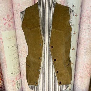 1970s suede fur lined vest